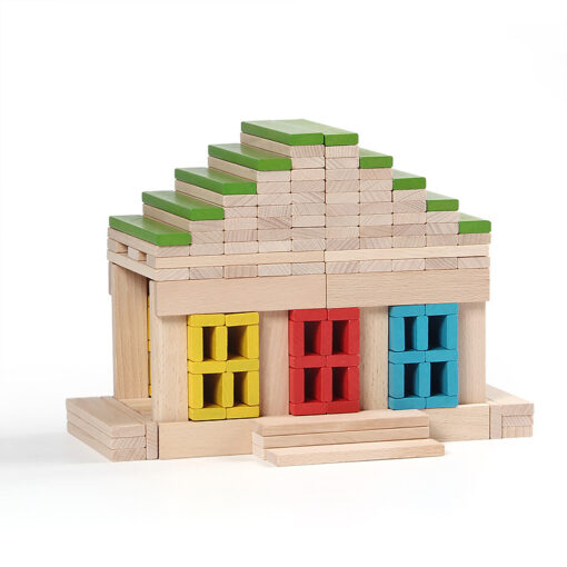 ⁦wooden building block 125pcs  color⁩ - الصورة ⁦2⁩