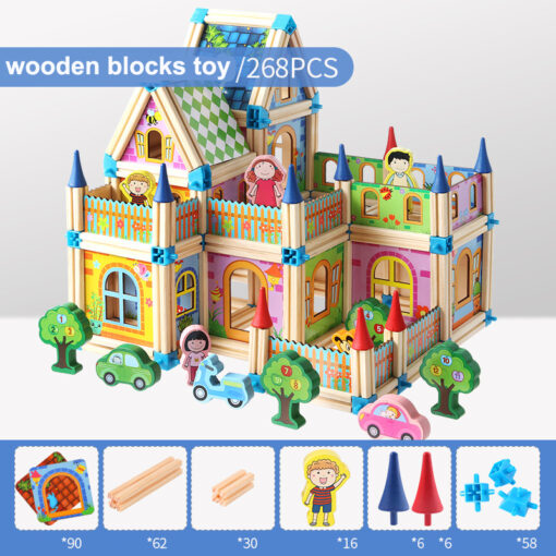 ⁦Wooden construction master building blocks 268 PCS⁩ - الصورة ⁦2⁩