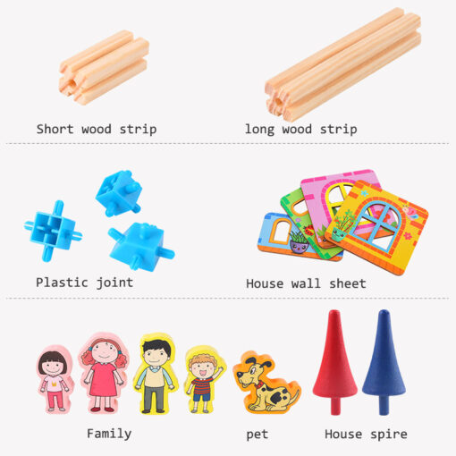 ⁦Wooden construction master building blocks 268 PCS⁩ - الصورة ⁦4⁩