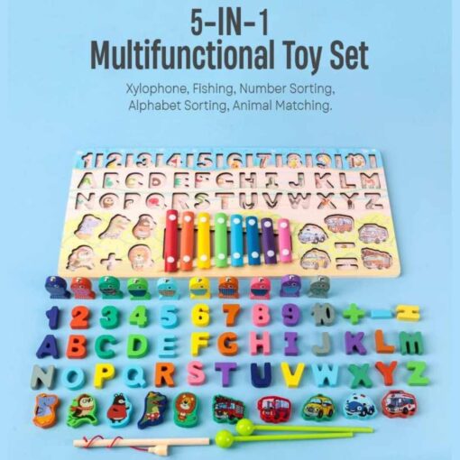 ⁦Six-In-One Shape Pairing Alphabet & Number Matching Board⁩ - الصورة ⁦2⁩