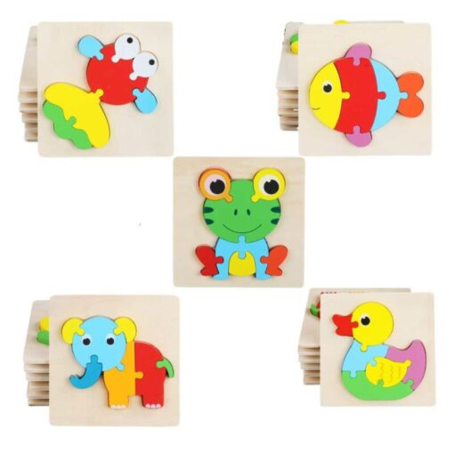 5 Wooden 3D  Animal Puzzle