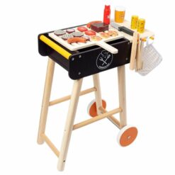 Alternative view of wooden barbecue grill simulation