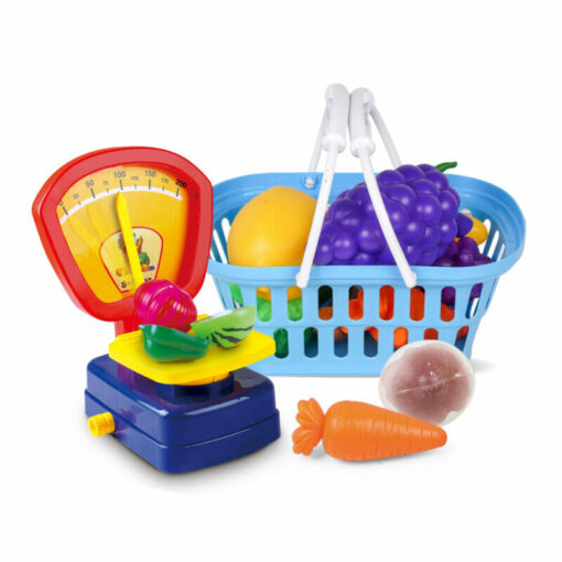 Children’s play set of fruits for cutting in a basket with Scale Machine