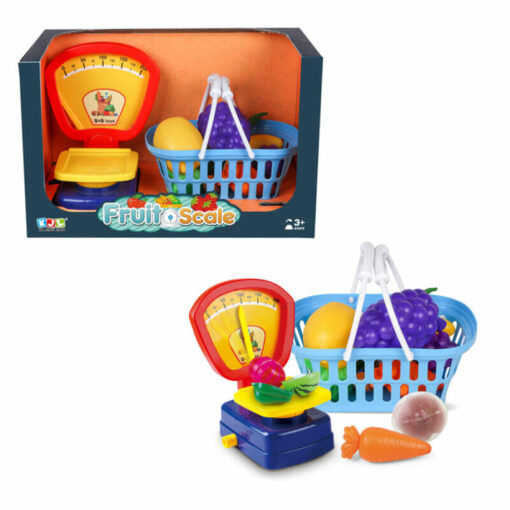 ⁦Children’s play set of fruits for cutting in a basket with Scale Machine⁩ - الصورة ⁦2⁩