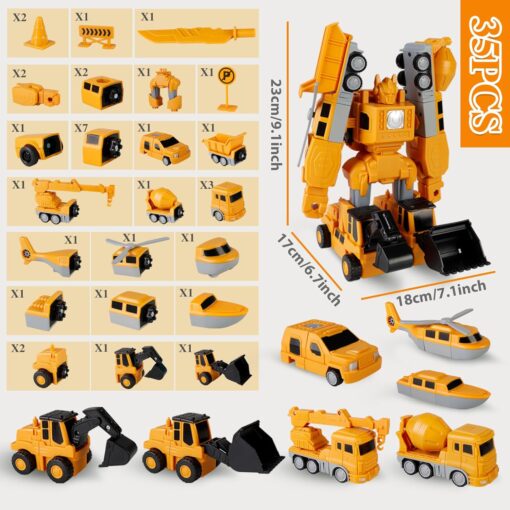 35PCS Magnetic Transform Engineering Car Assembled Toys with Storage Box - Image 4