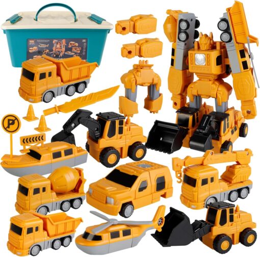 35PCS Magnetic Transform Engineering Car Assembled Toys with Storage Box